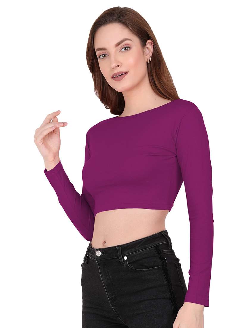 women's crop round neck top - 19466537 -  Standard Image - 1