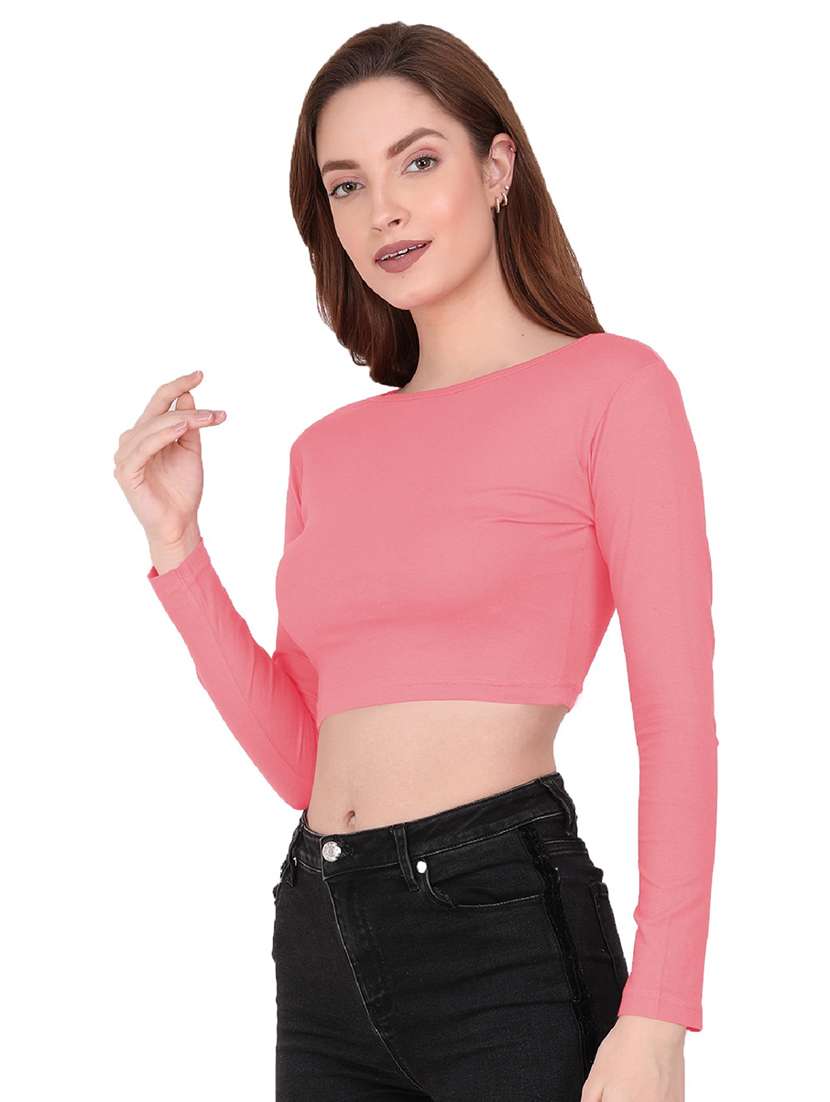 women's crop round neck top - 19466538 -  Standard Image - 1