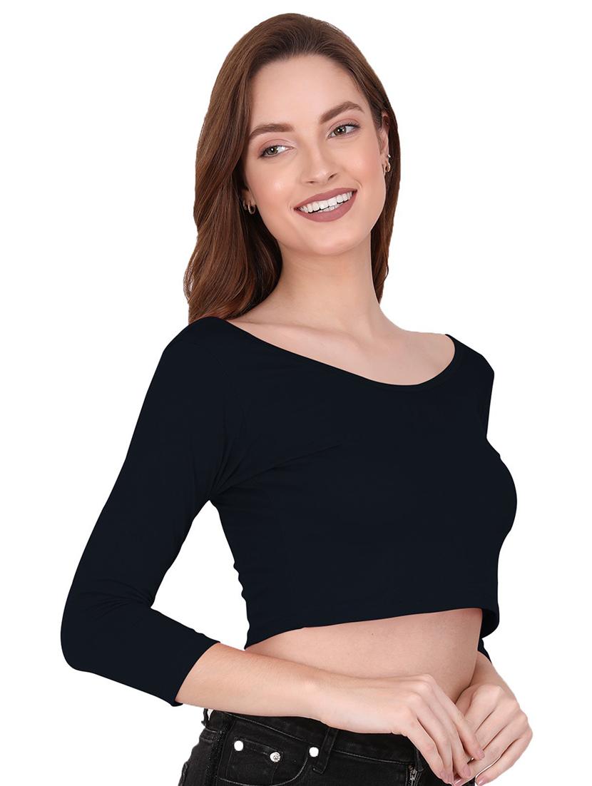 women's crop round neck top - 19466619 - Standard Image - 1