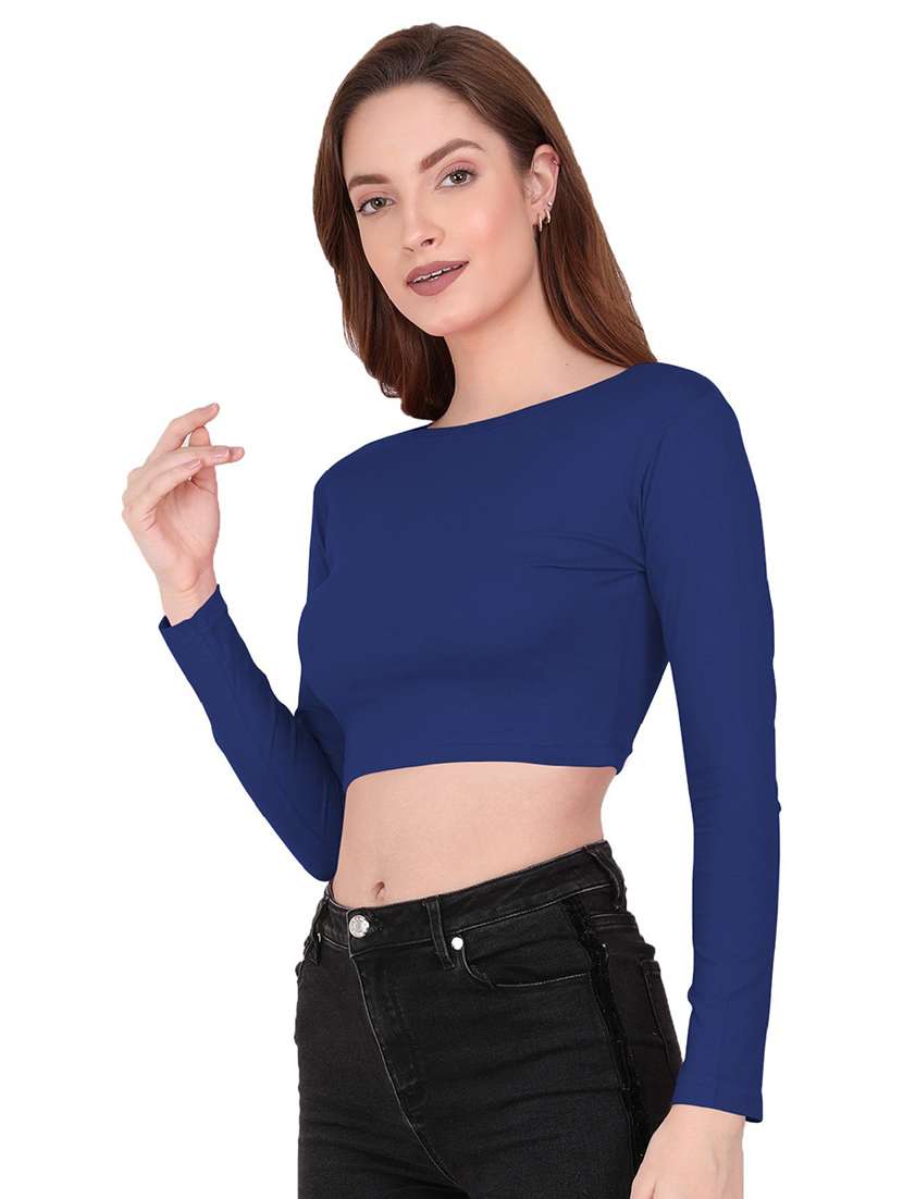 women's crop round neck top - 19466654 -  Standard Image - 1