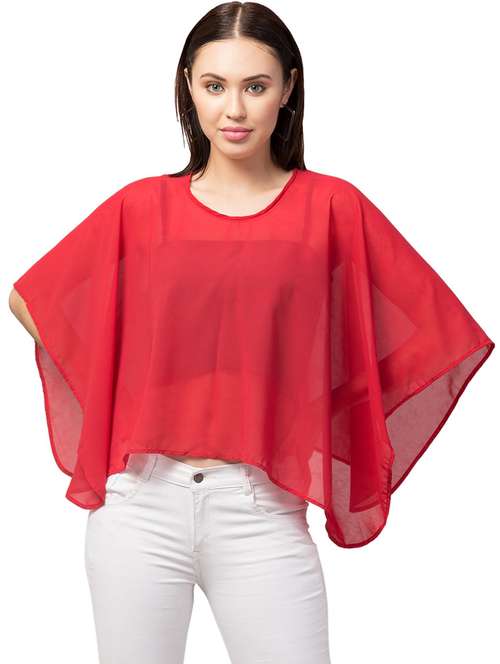 round neck solid short ponchos 