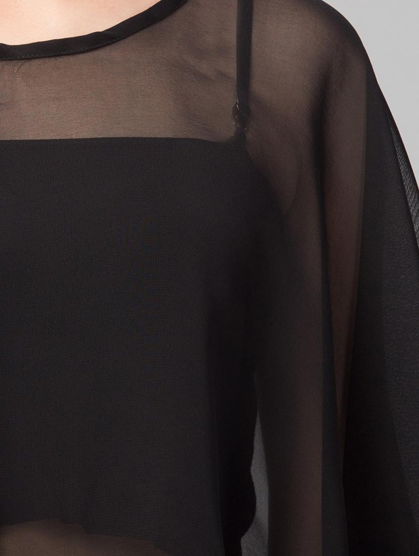 round neck solid short ponchos - 19466794 - Standard Image - 4