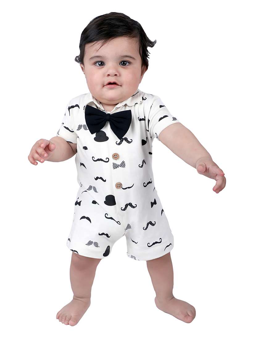 white cotton printed romper