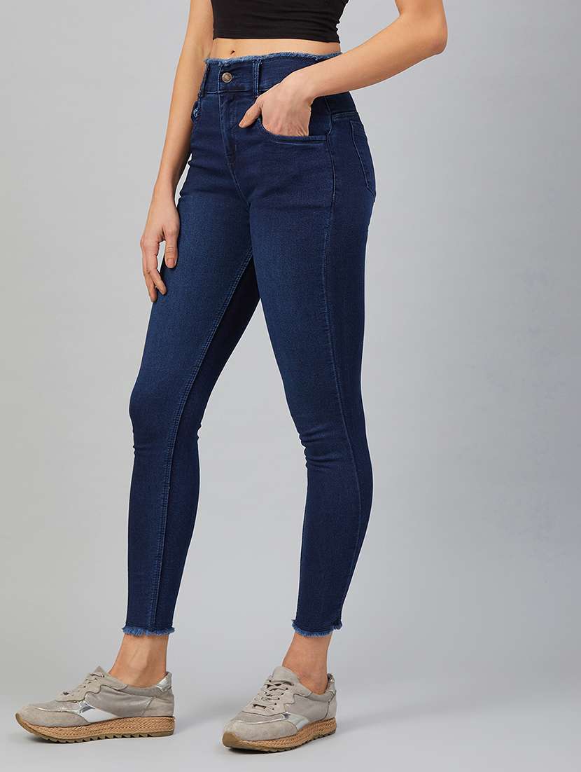 women mid rise solid jeans - 19471054 -  Standard Image - 1