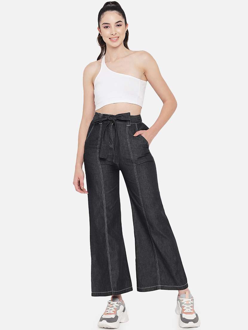 women high rise solid jeans - 19471089 -  Standard Image - 4