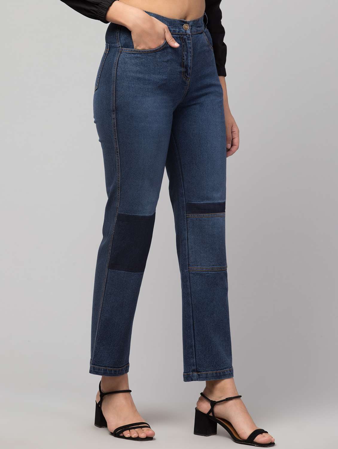 women high rise solid jeans - 19471096 -  Standard Image - 1
