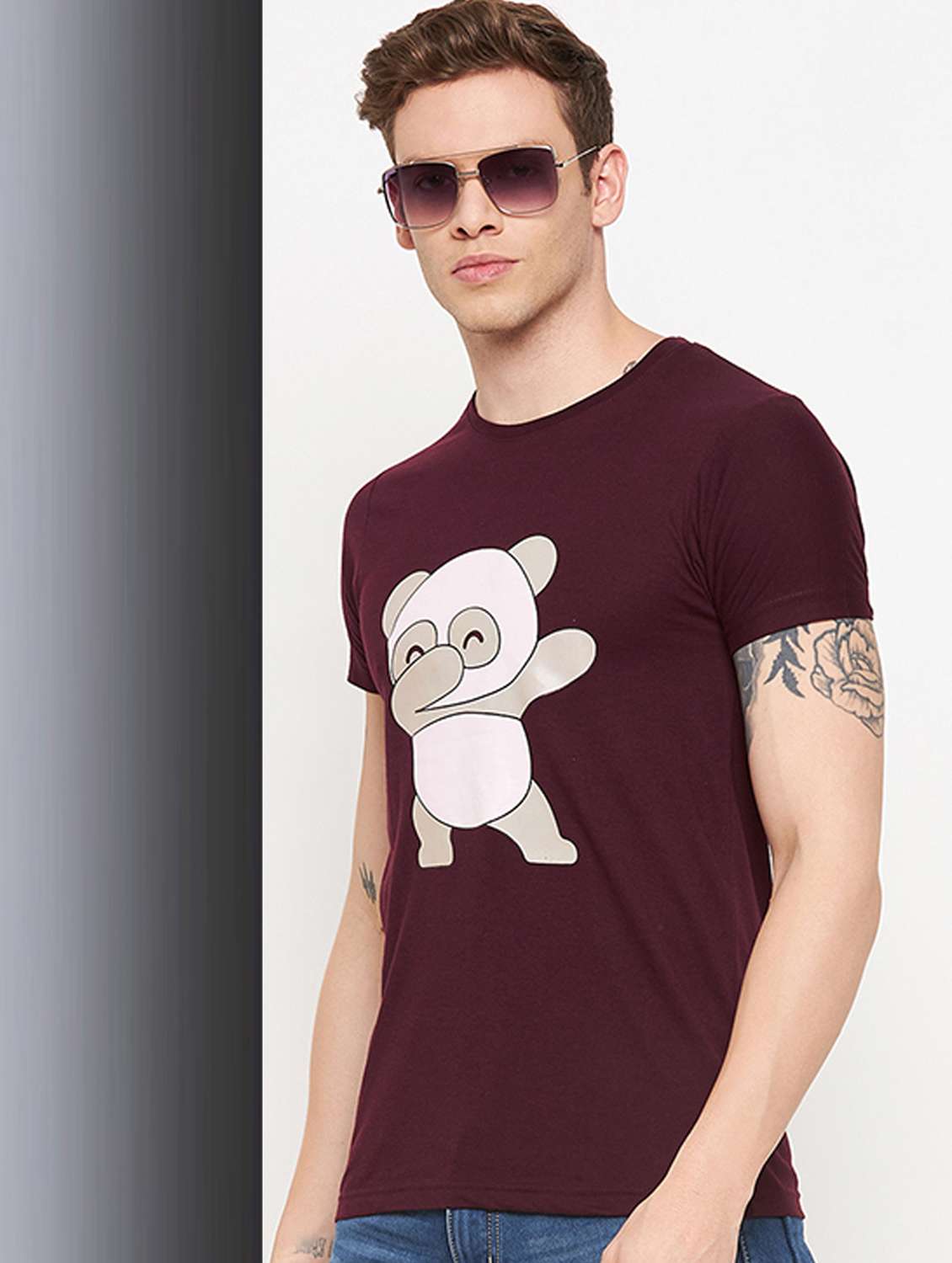 men front print short sleeve t-shirt