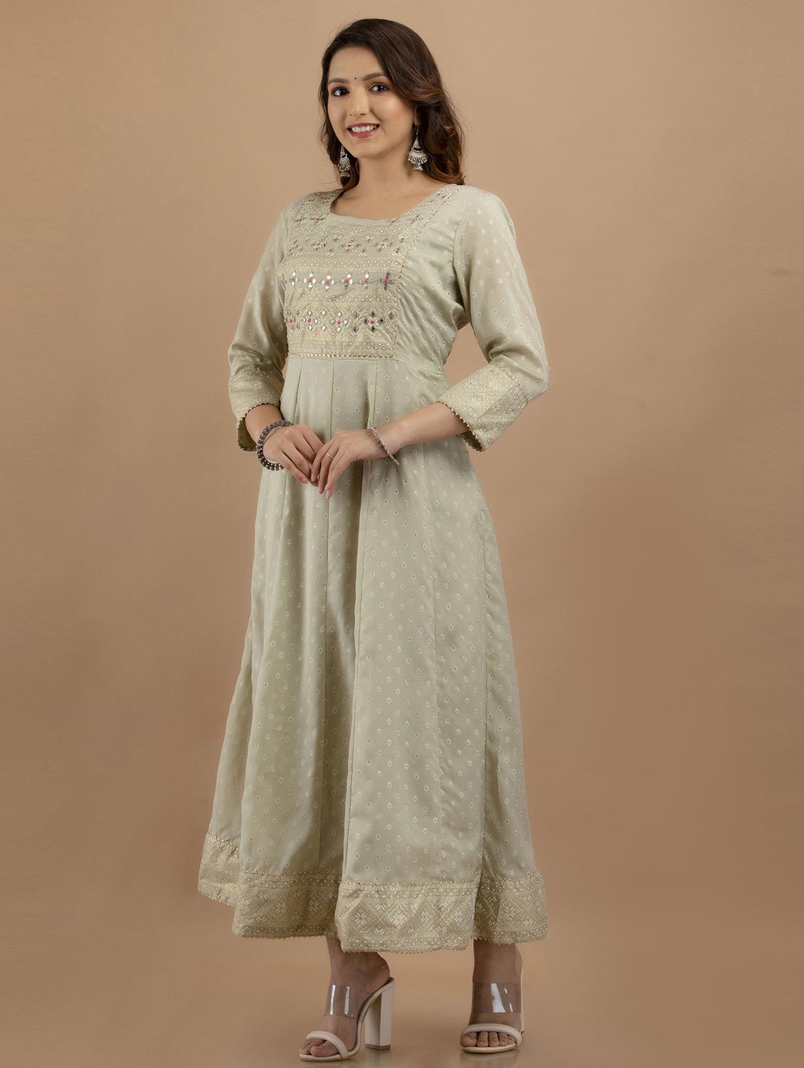 cream rayon flared kurta - 19471417 -  Standard Image - 1