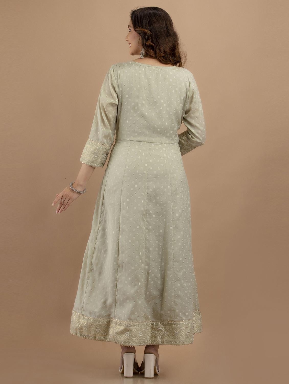 cream rayon flared kurta - 19471417 - Standard Image - 4