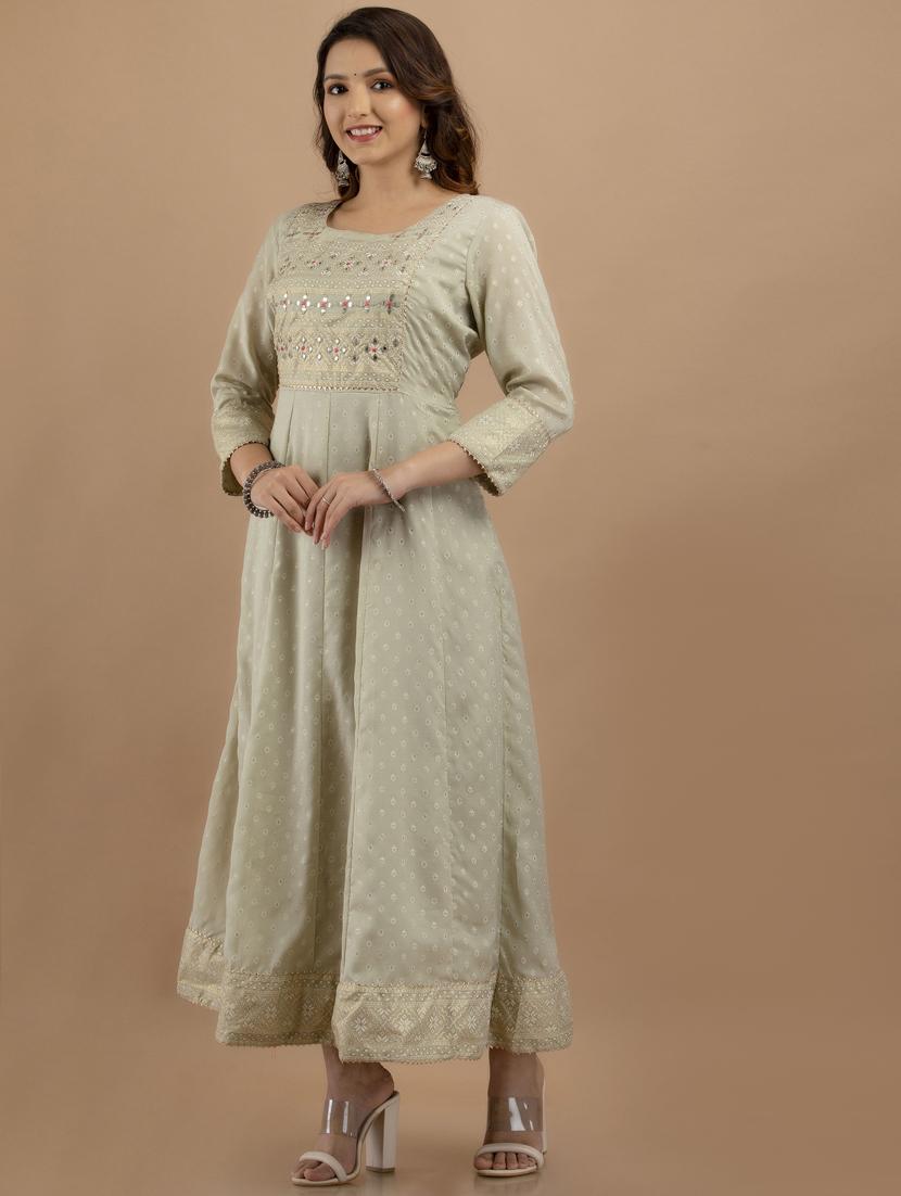 round neck self design anarkali ethnic dress - 19471418 - Standard Image - 1