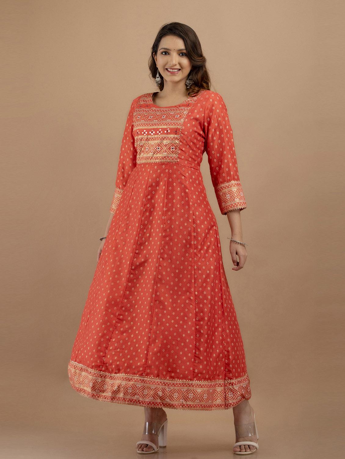 red rayon a-line kurta - 19471421 - Standard Image - 1