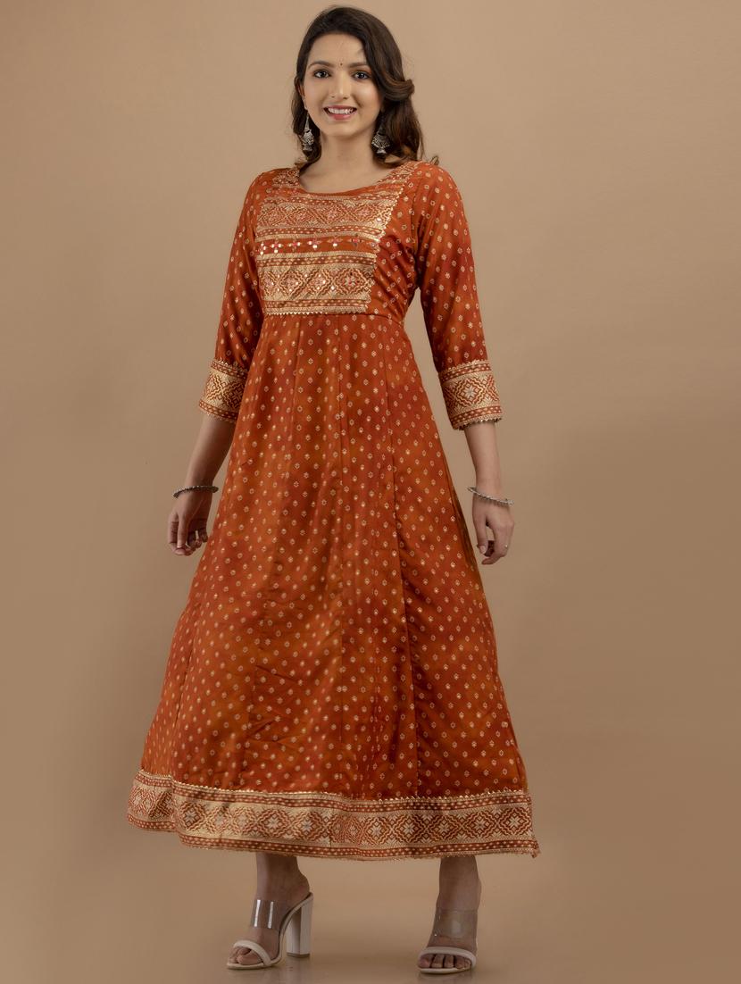 round neck self design anarkali ethnic dress - 19471422 - Standard Image - 1