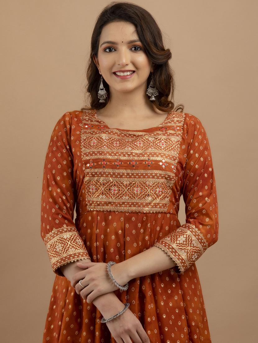 round neck self design anarkali ethnic dress - 19471422 - Standard Image - 4