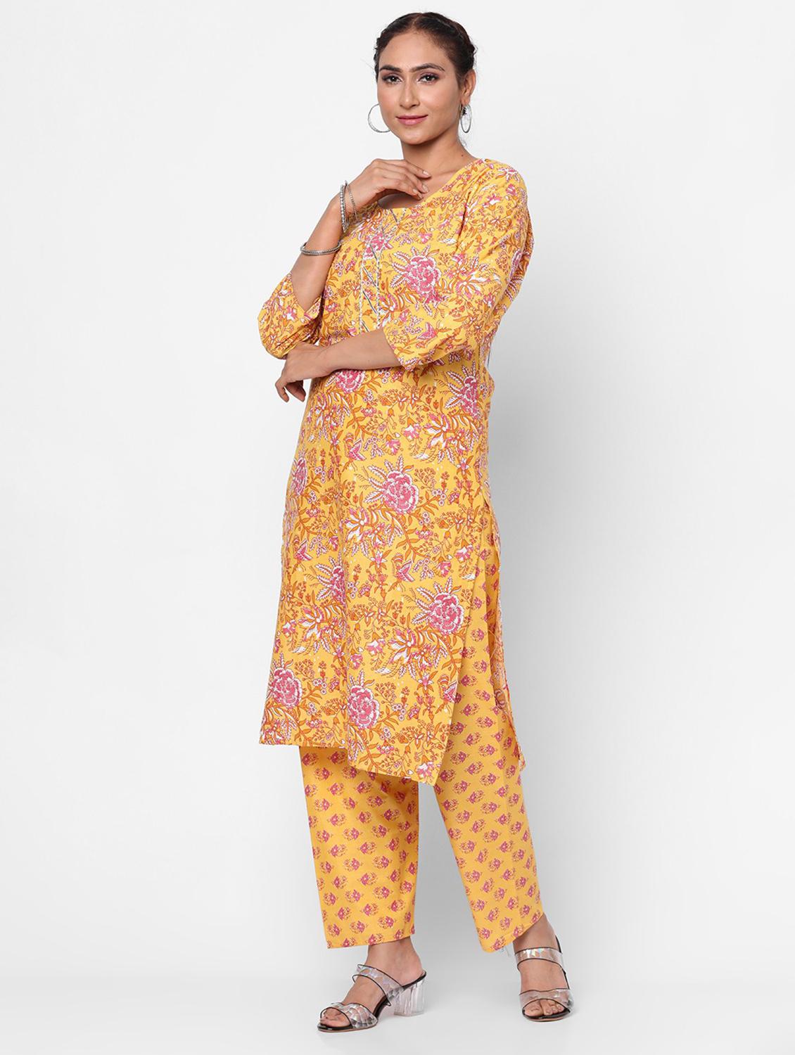 mustard kurta pant set - 19471593 -  Standard Image - 1