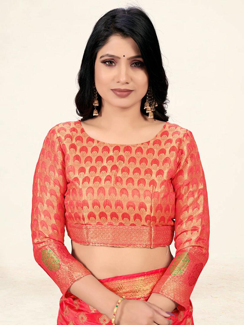embellished woven saree with blouse - 19471830 - Standard Image - 4