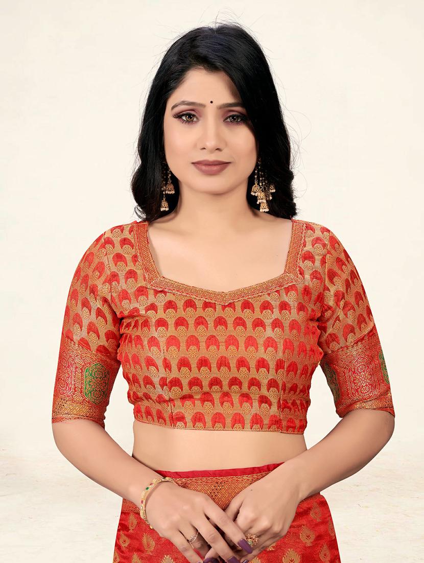 embellished woven saree with blouse - 19471834 - Standard Image - 4