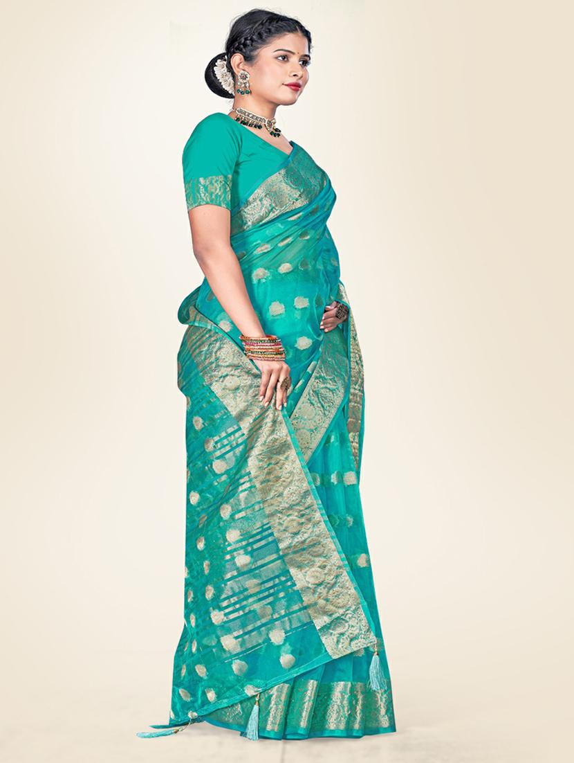 embellished woven saree with blouse - 19471842 - Standard Image - 1