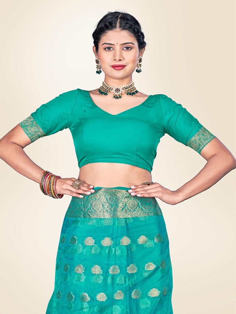 embellished woven saree with blouse - 19471842 - Standard Image - 4