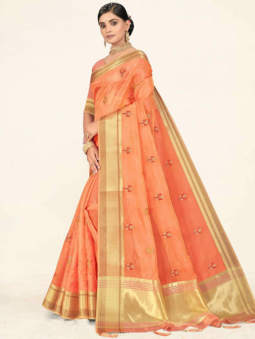 embellished woven saree with blouse - 19471855 -  Standard Image - 1