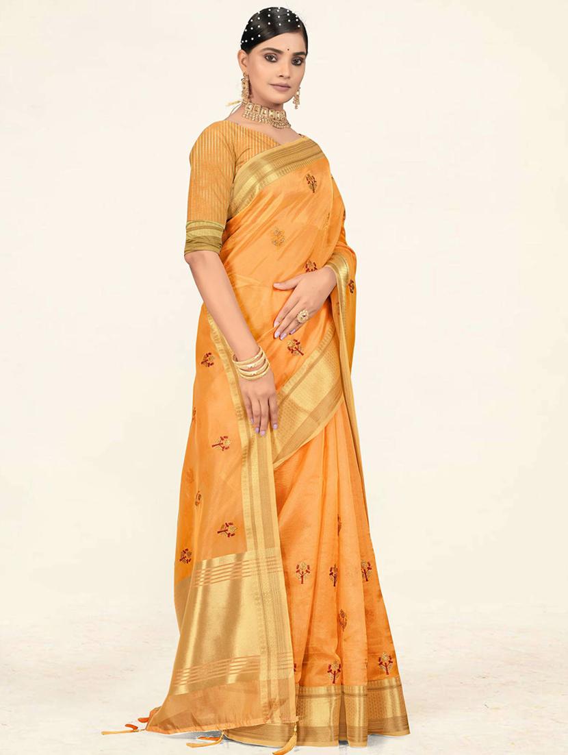 embellished woven saree with blouse - 19471859 -  Standard Image - 1