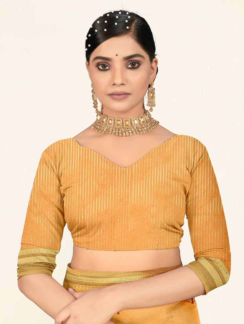 embellished woven saree with blouse - 19471859 - Standard Image - 4