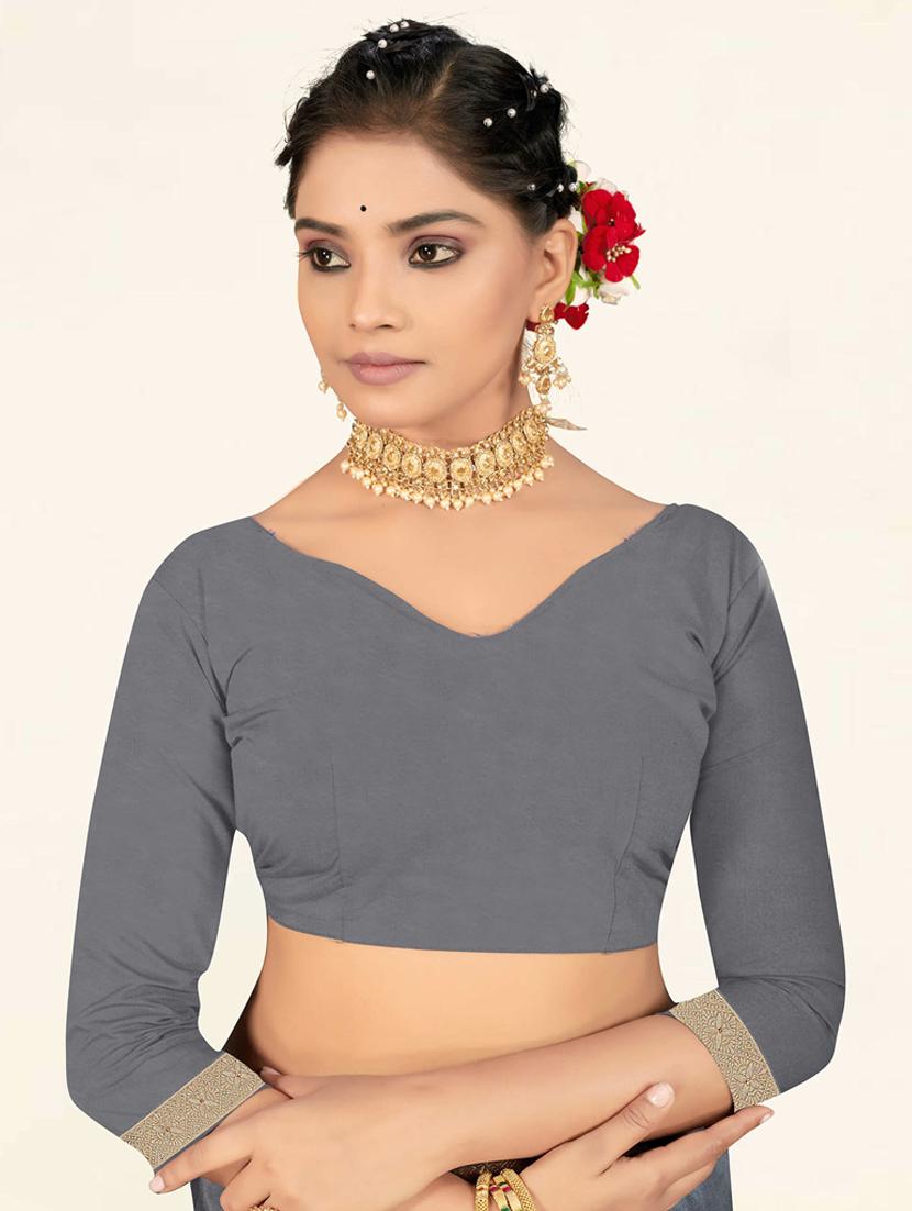 women's bordered grey colored saree - 19471865 - Standard Image - 4