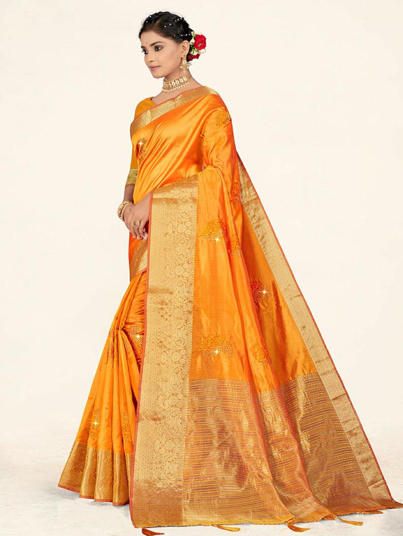 women's self design yellow colored saree with blouse - 19471876 -  Standard Image - 1