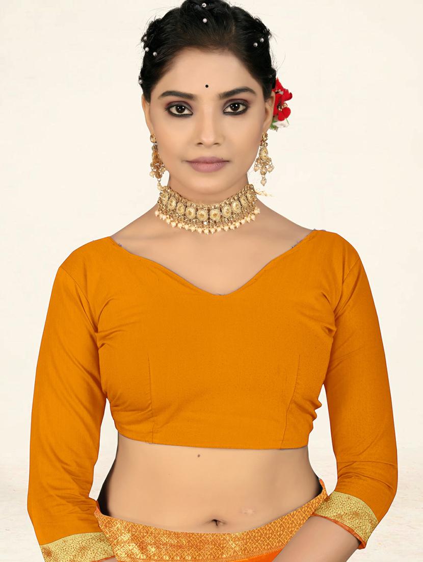 women's self design yellow colored saree with blouse - 19471876 - Standard Image - 4