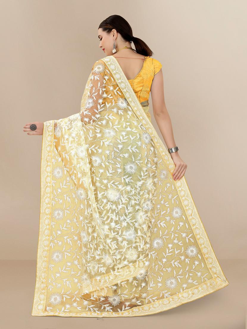 yellow embroidered saree with blouse - 19471934 - Standard Image - 1