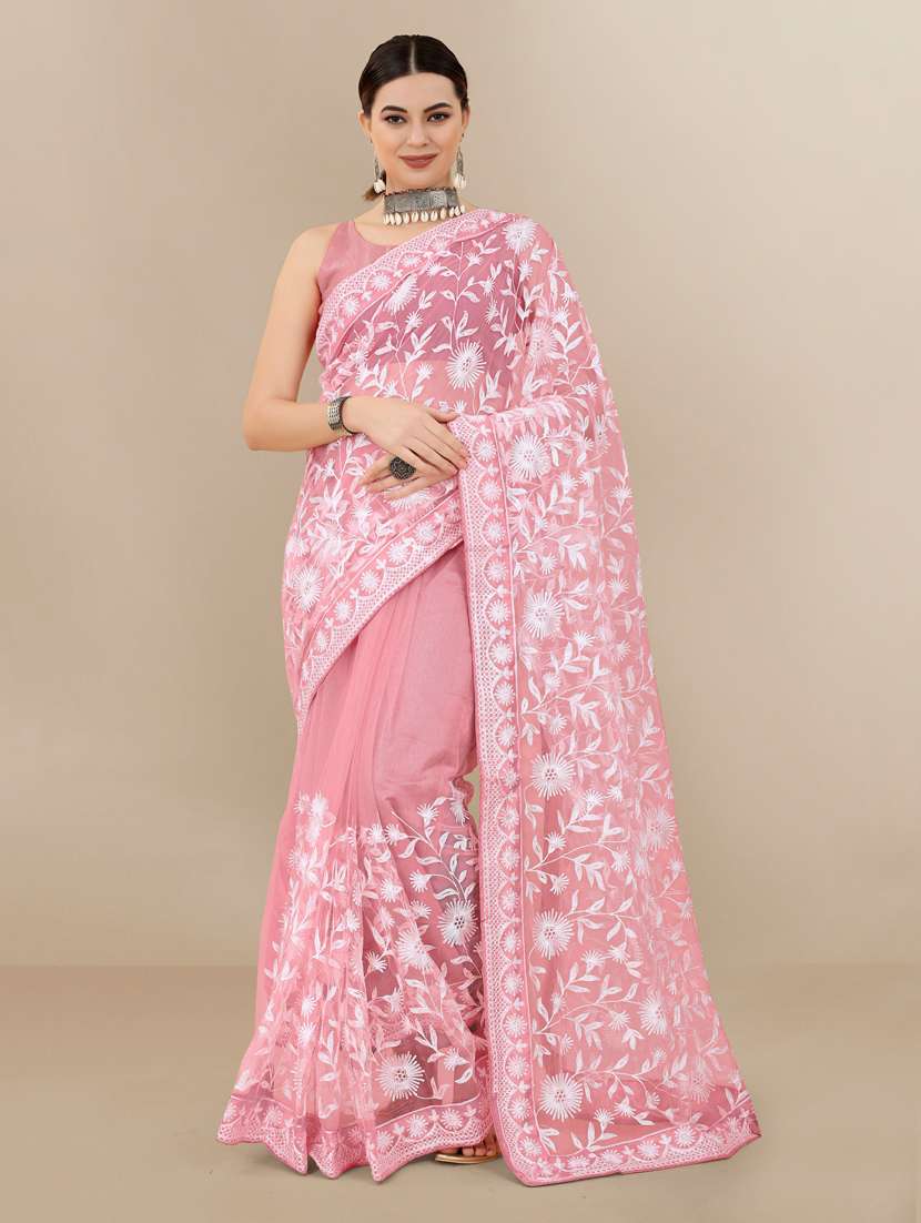 pink embroidered saree - 19471936 - Zoom Image - 0