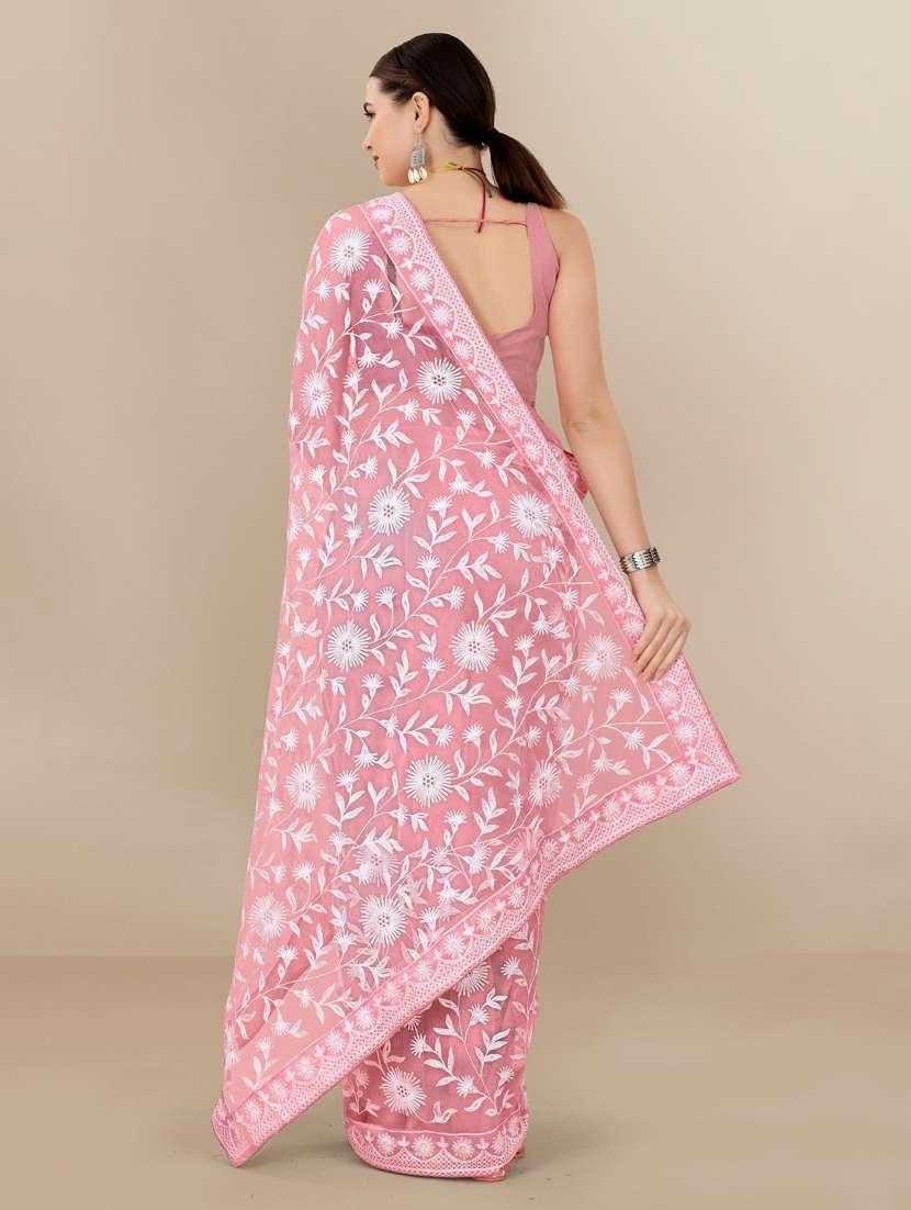 pink embroidered saree - 19471936 - Standard Image - 1