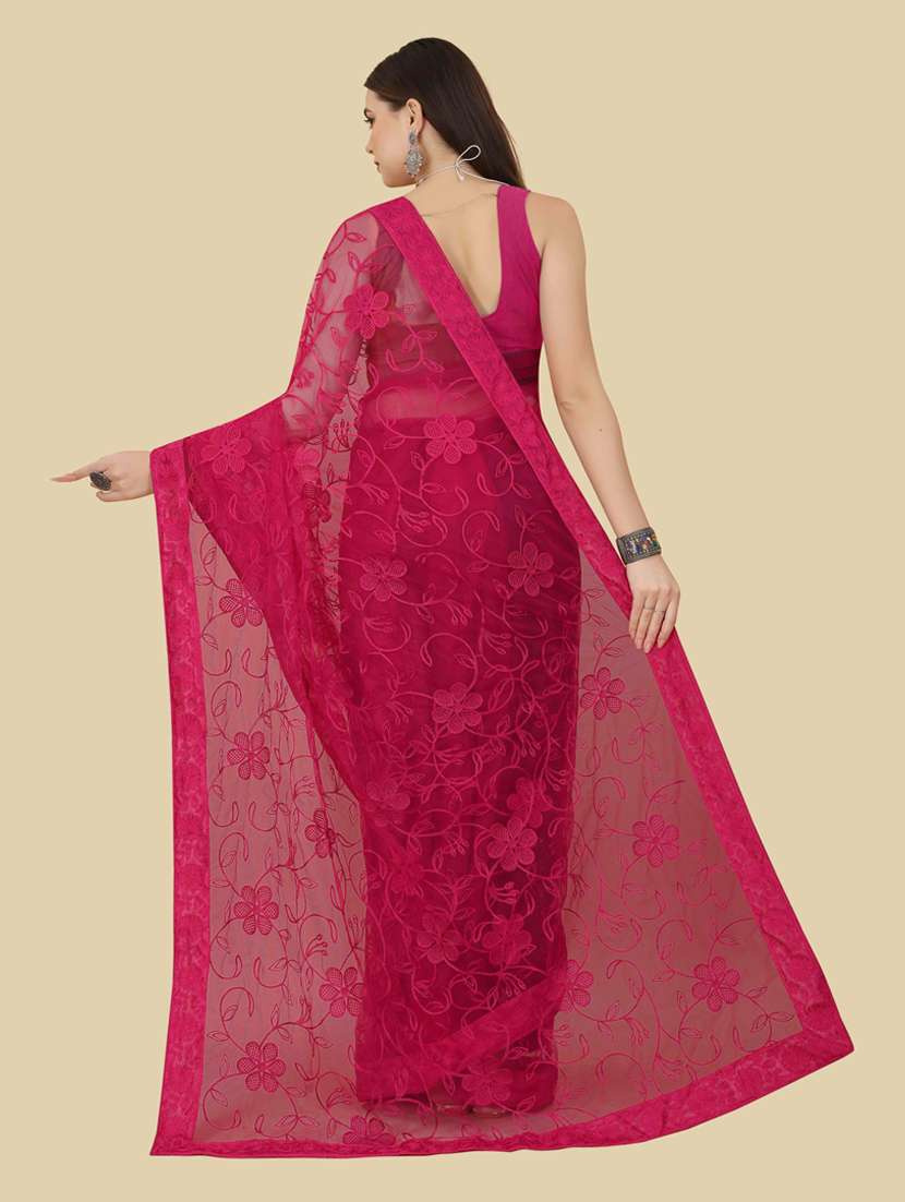 fuscia embroidered saree with blouse - 19471939 - Standard Image - 1