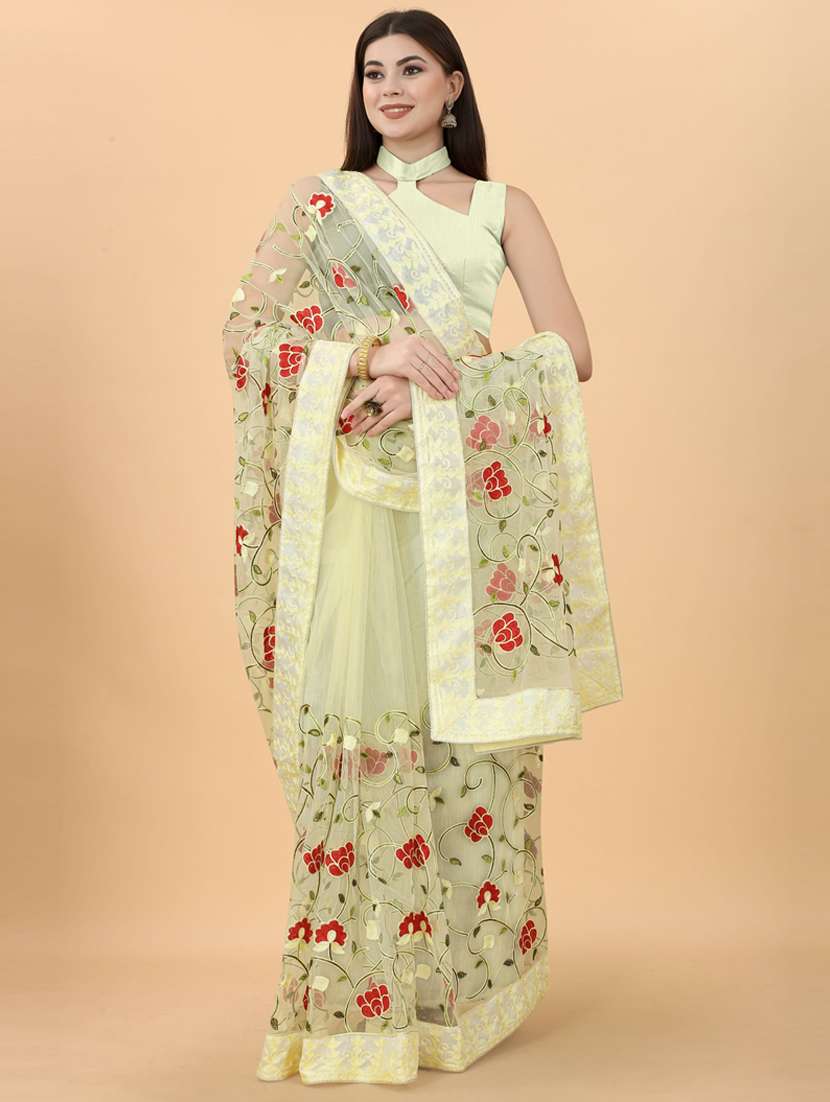 women's embroidered saree with blouse