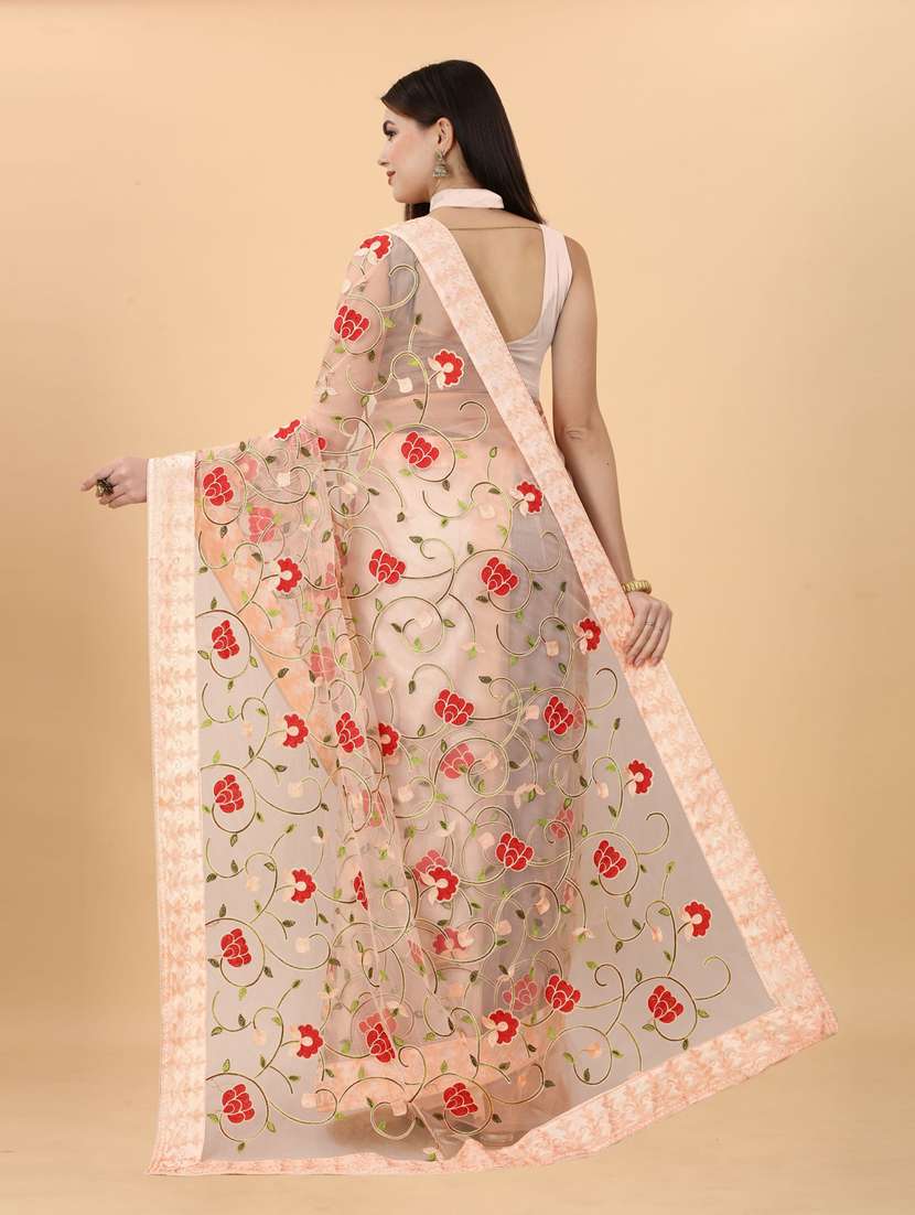 women's embroidered saree with blouse - 19472001 - Standard Image - 1