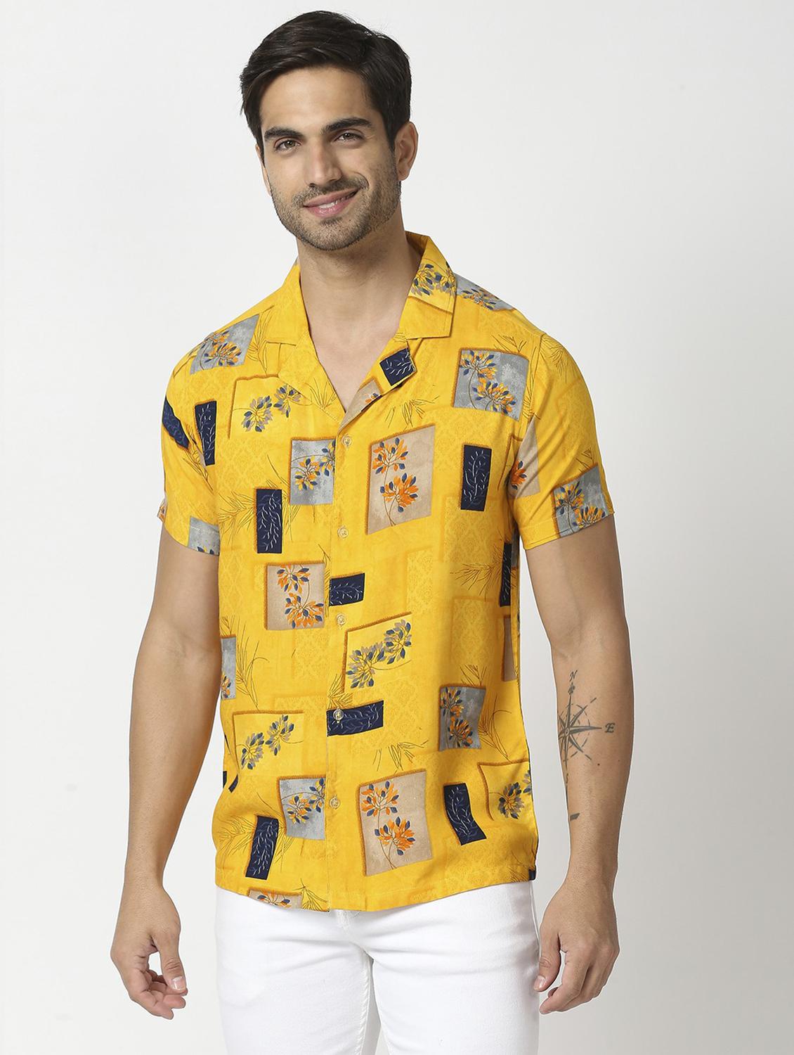 yellow rayon casual shirt - 19472792 - Standard Image - 1