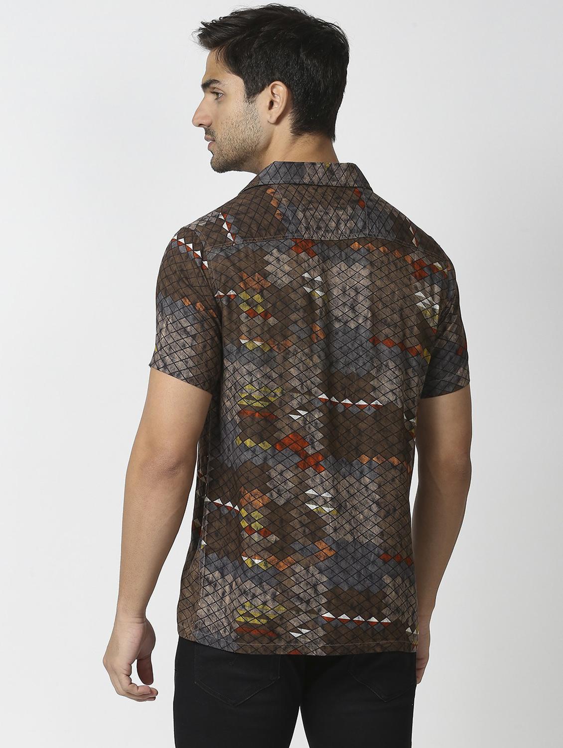 brown rayon casual shirt - 19472794 - Standard Image - 4