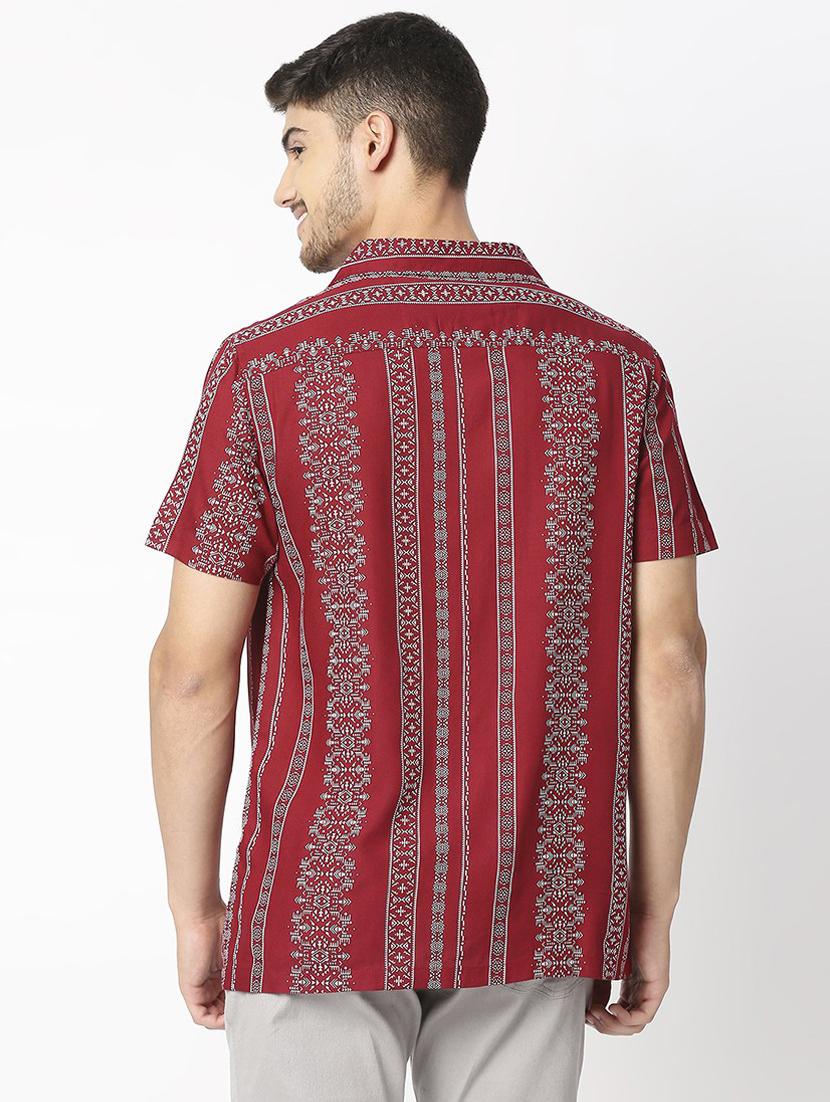 red rayon casual shirt - 19472831 - Standard Image - 4