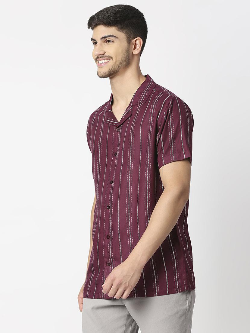 maroon rayon casual shirt - 19472844 -  Standard Image - 1