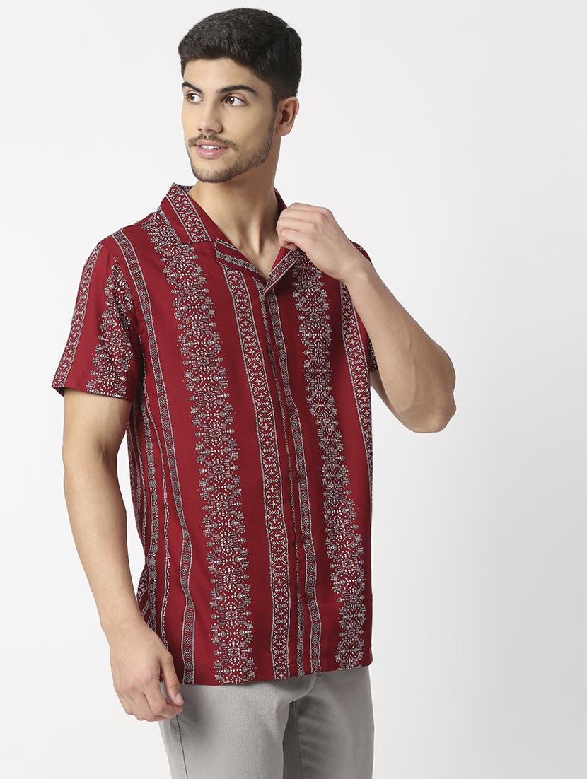 red printed casual shirt - 19472853 - Standard Image - 1