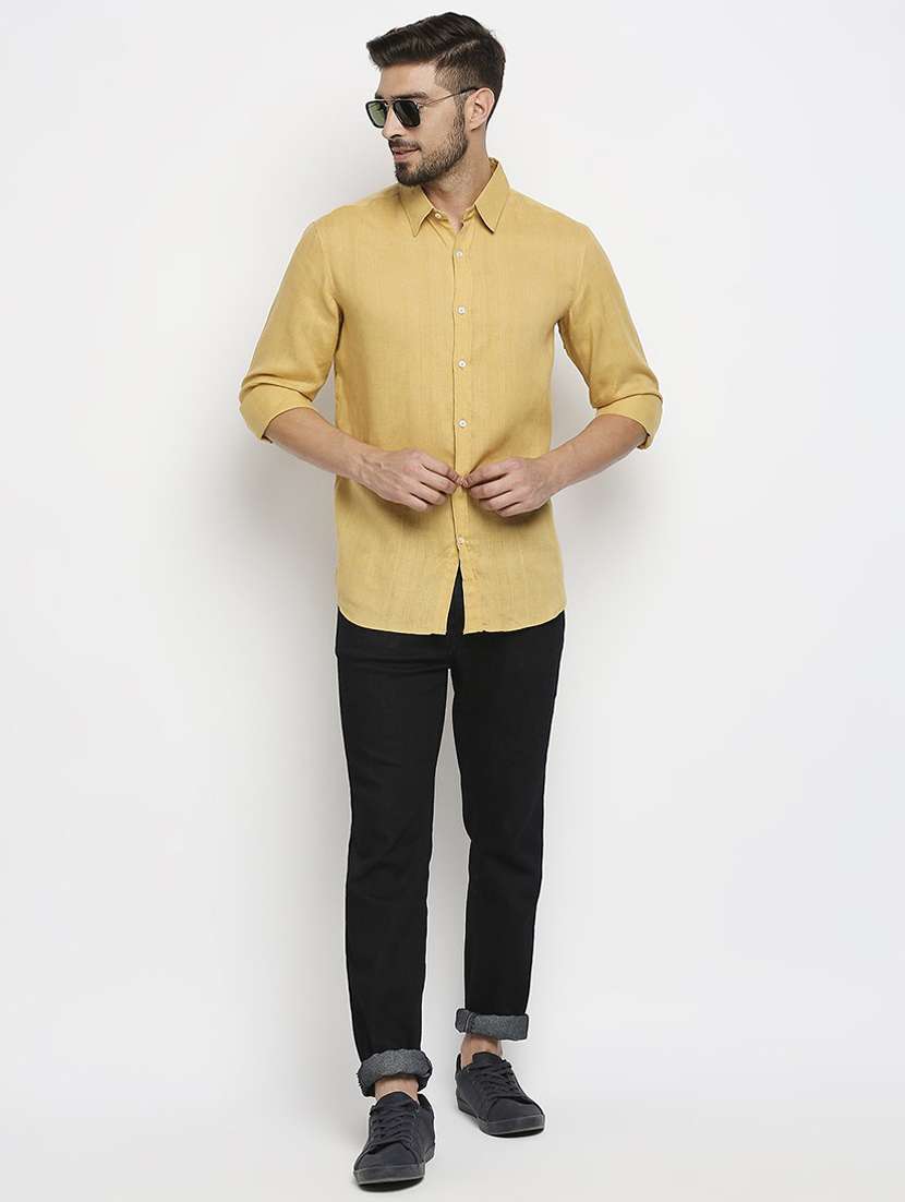 yellow solid casual shirt - 19472873 - Standard Image - 4