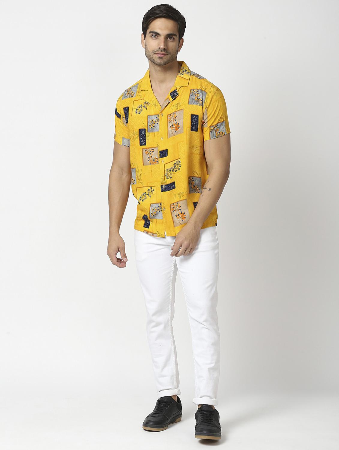 yellow printed casual shirt - 19472881 - Standard Image - 4