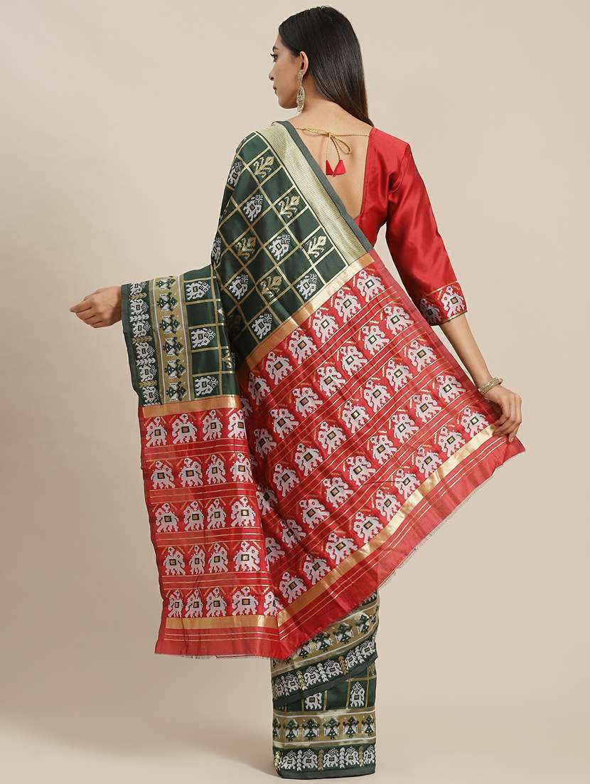 women's self design dark green colored saree with blouse - 19473216 -  Standard Image - 1