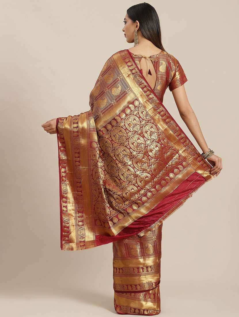 women's self design maroon colored saree with blouse - 19473227 -  Standard Image - 1