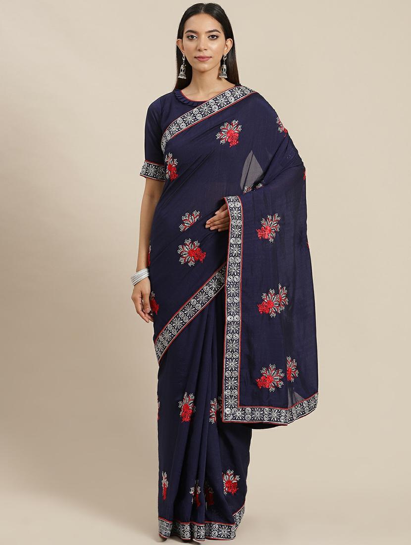 women's embroidered saree with blouse - 19473228 - Zoom Image - 0
