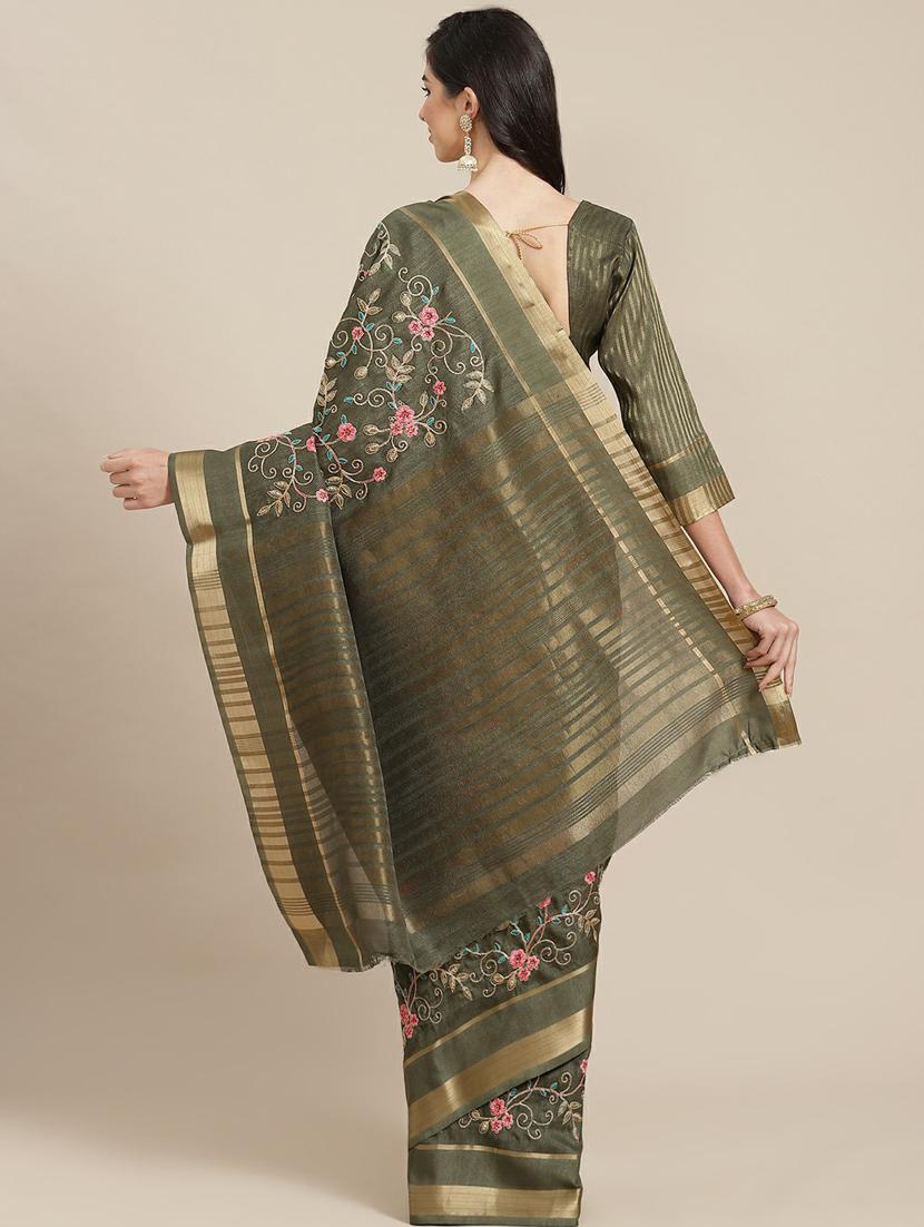 green self design saree with blouse - 19473231 -  Standard Image - 1