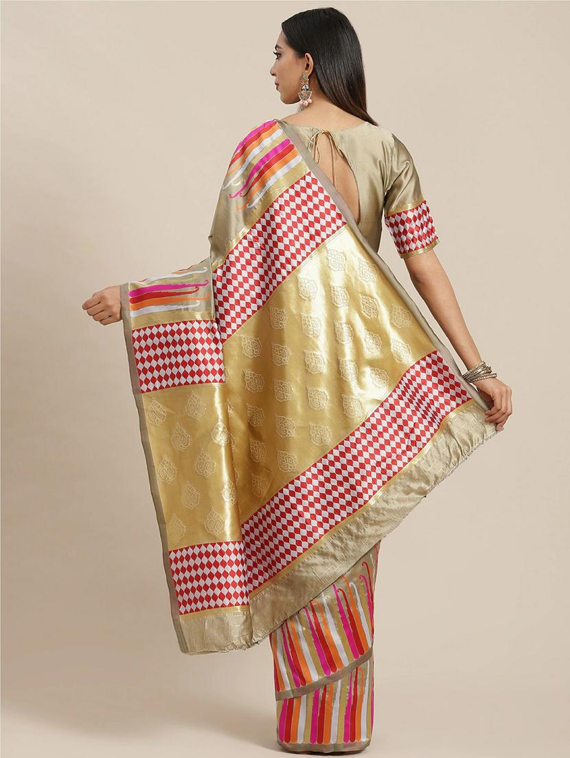 cream self design saree with blouse - 19473243 - Standard Image - 1