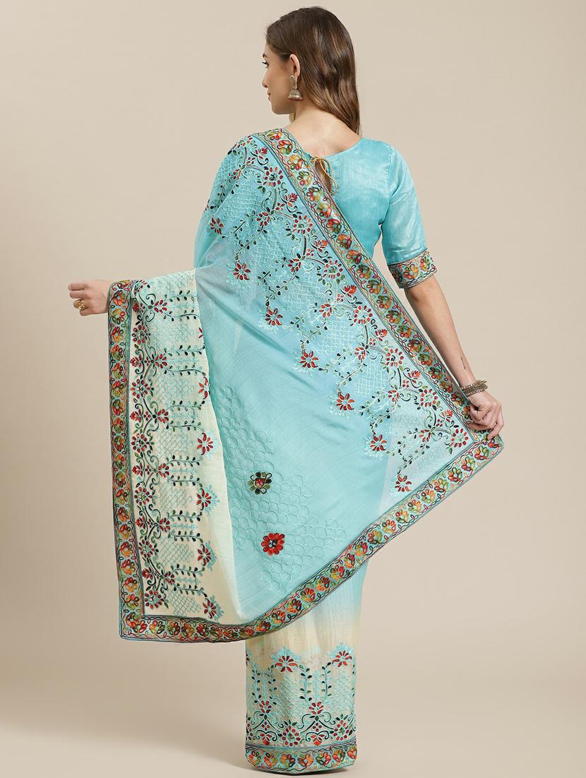 light blue self design saree with blouse - 19473278 - Standard Image - 1