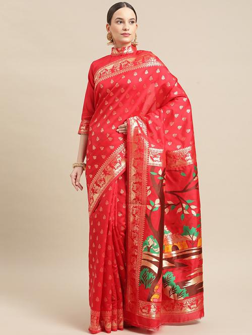 women self design paithani saree with blouse - 19473284 -  Standard Image - 0