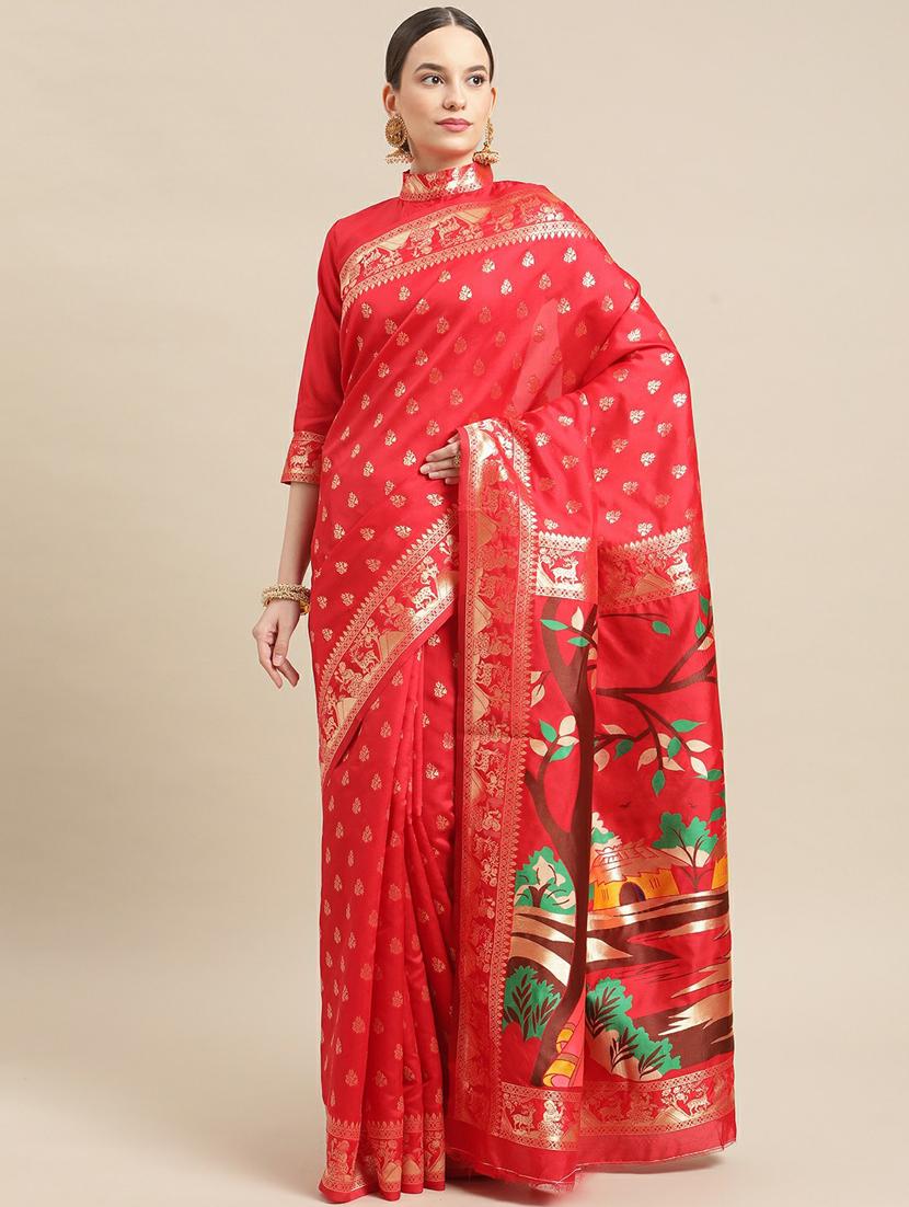 women self design paithani saree with blouse - 19473284 -  Zoom Image - 0