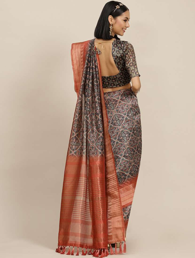 women's self design black colored saree with blouse - 19473351 - Standard Image - 1